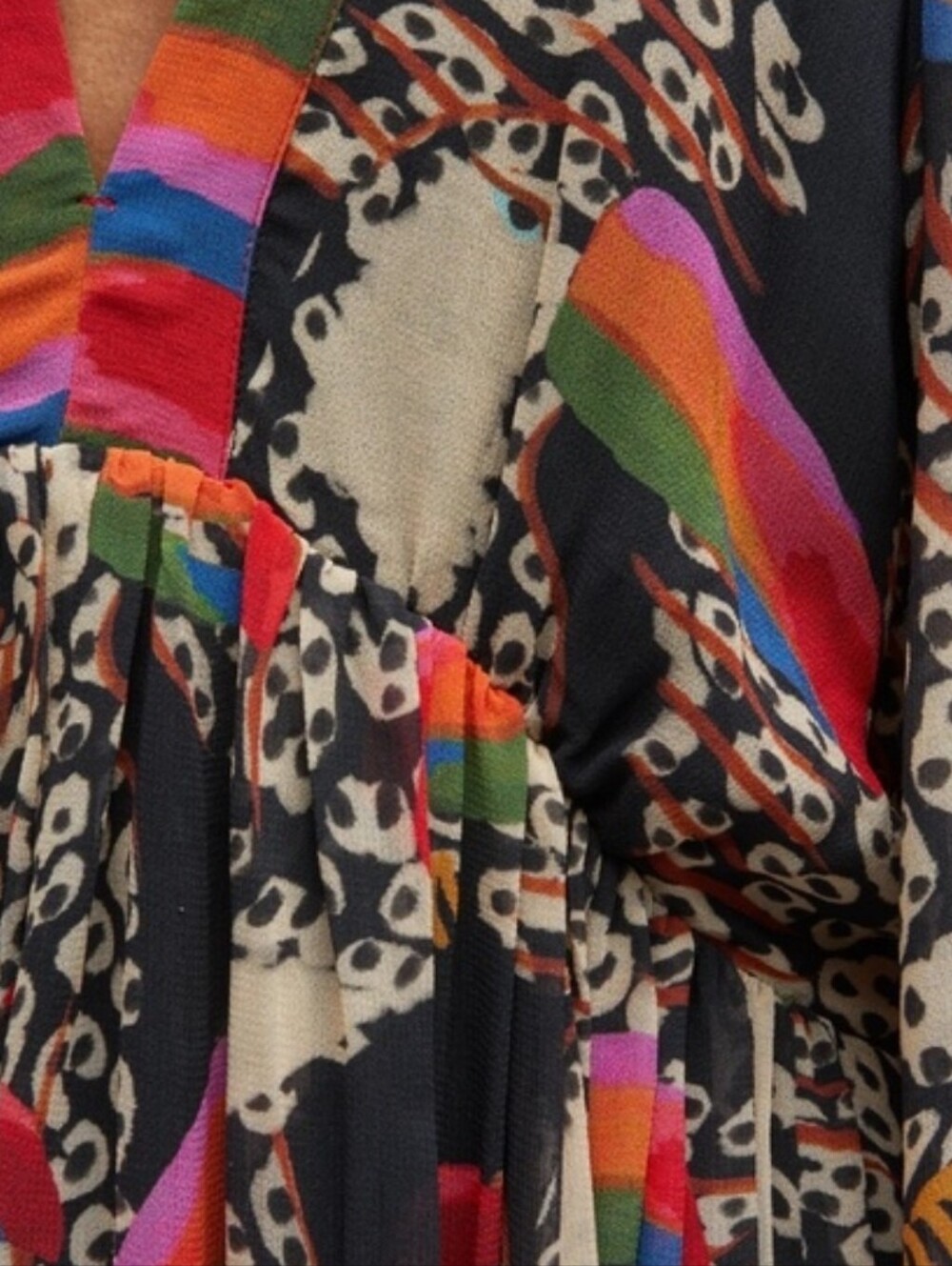 FARM Rio Leopard Toucans Boho Maxi Dress with Balloon Sleeves - Multicolor Small - Picture 4 of 10